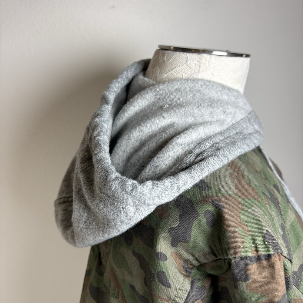 Empyre Mens L Green Camo Hooded Shacket Button Up Shirt Streetwear Cotton Blend - Picture 9 of 16